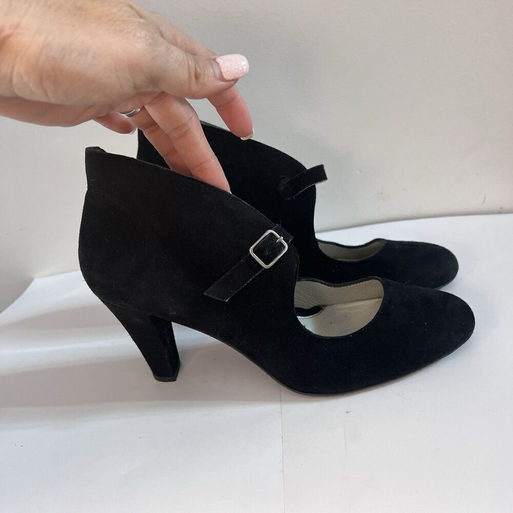 Eric Michael Suede Black 3.5" Heel Bootie Closed Toe Shoe Women EU 40 US 9/9.5